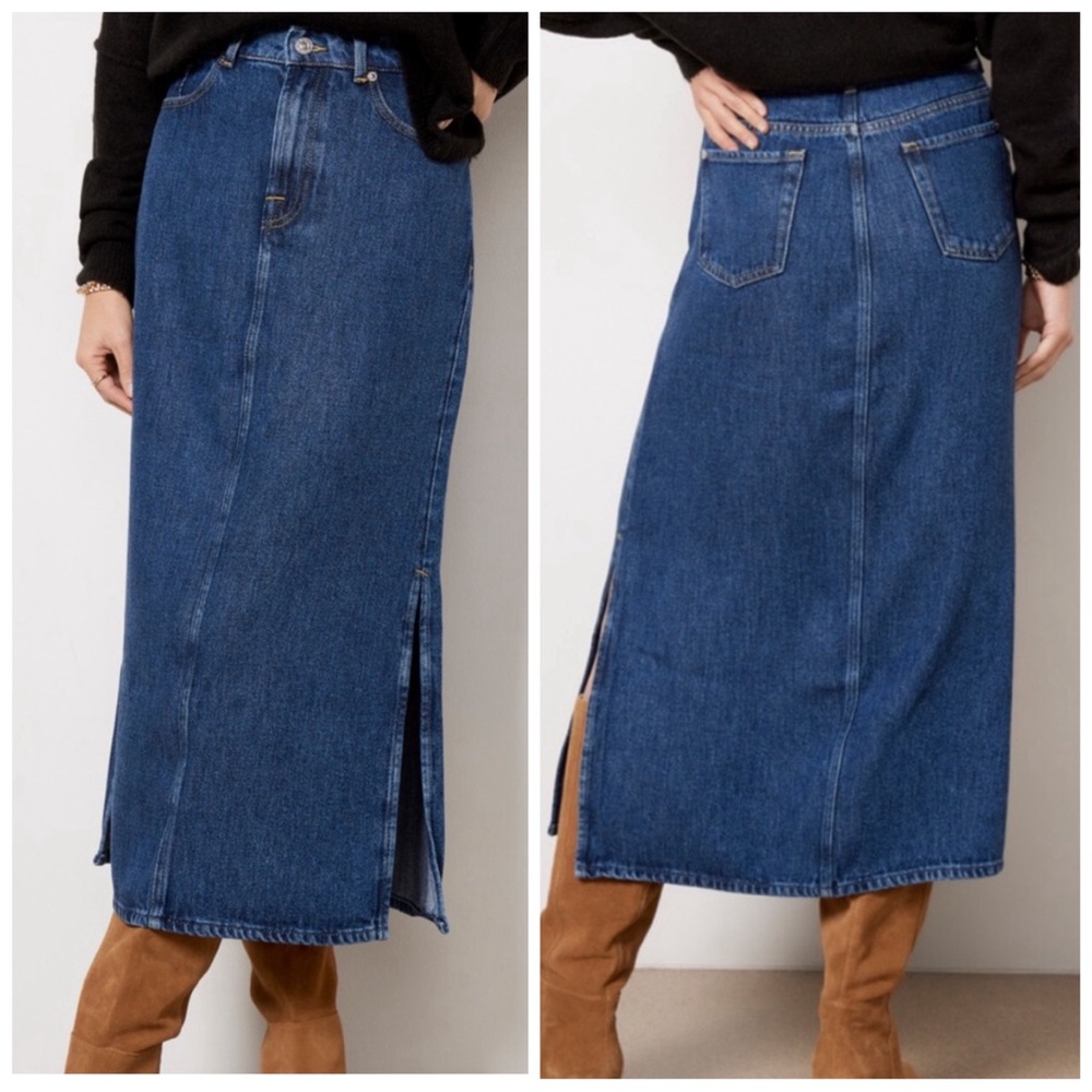 7 FOR ALL MANKIND Women’s Size 28‎ Blue Note Wash Denim Maxi Skirt Side Slits